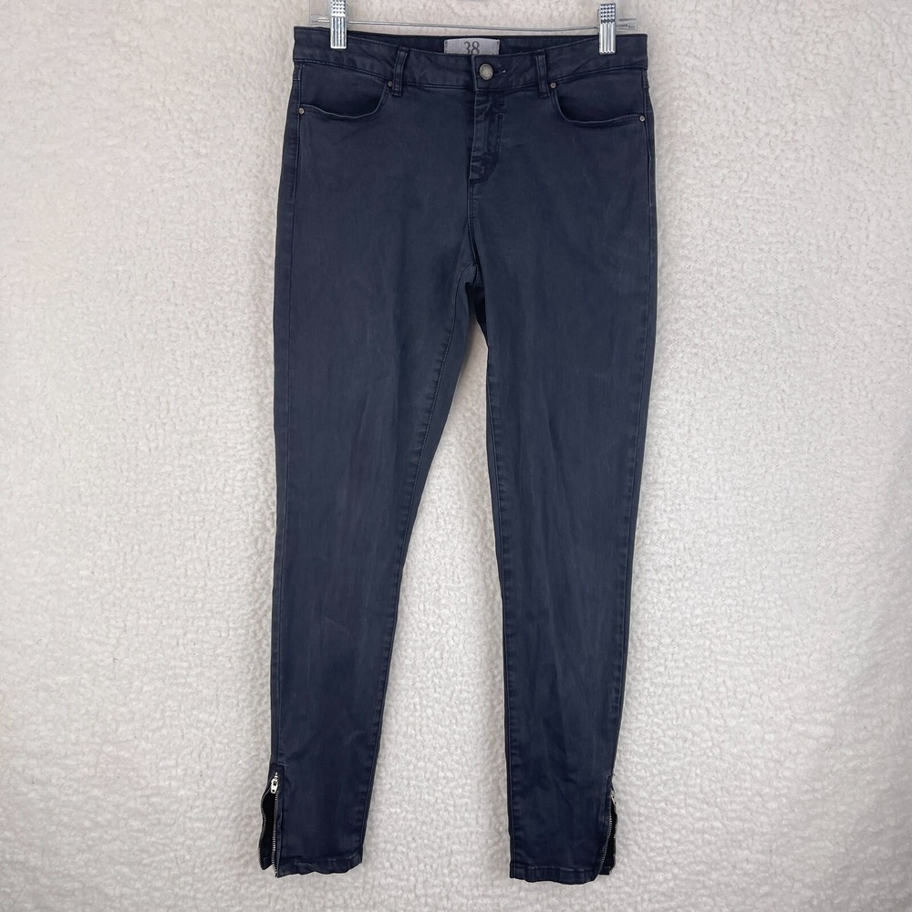 Zara Black Denim Skinny Ankle Zipper Jeans Womens Casual Mid-Rise Size 6‎
